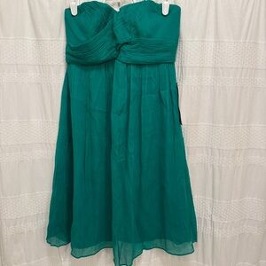 NWT J. Crew 100% Silk Strapless Mini Dress Green Womens 2 Formal Party Wedding